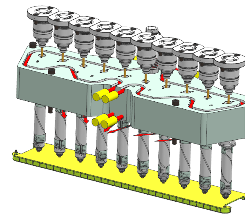 multi-point needle valve hot runner - Fox Mold